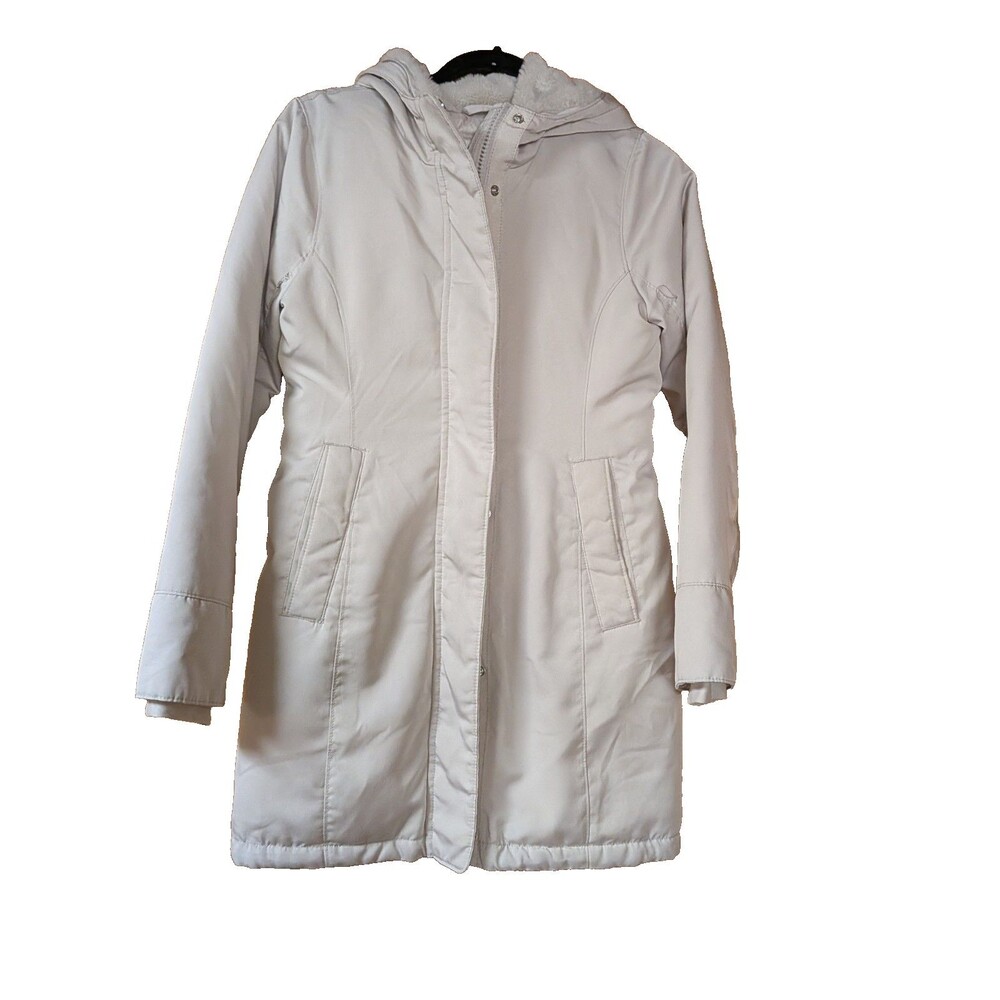 A & F Ultra Womens Coat Sherpa Hood  Wind/Water/ Recycled Filling Ivory XS